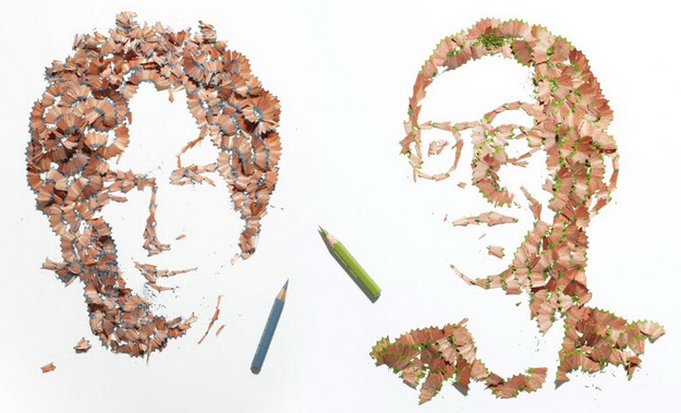 Ceruzaforgácsból összekapirgált portrék