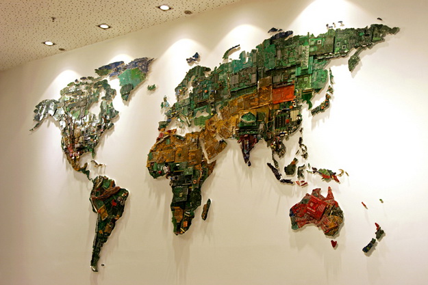 Újrahasznosított világtérkép